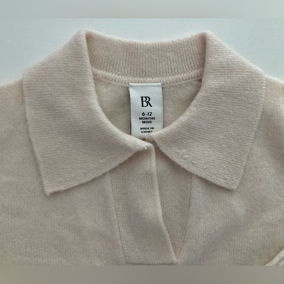 Banana Republic Luna Cashmere Sweater Polo in Ecru, size 6-12 months - Picture 2 of 5